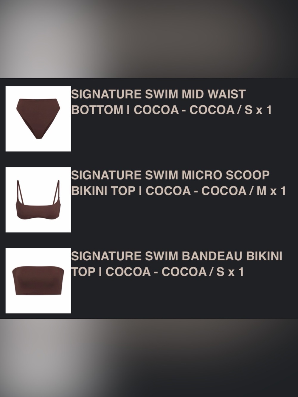 SKIMS Brown Swim Set! 5 pieces! 3 tops 2 bottoms - Picture 2 of 16